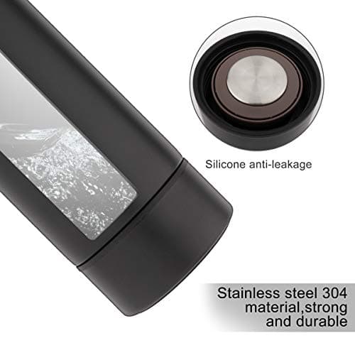 QiCheng&LYS 500ML Travel Mug with Temperature Display 304 Stainless Steel, Double Walled Vacuum Insulation Cup for Heat and Cold Water (Black) — view 3