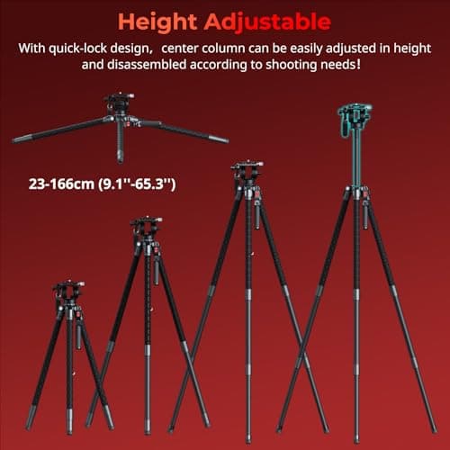 SMALLRIG x Potato Jet TRIBEX SE Hydraulic Aluminum Camera Tripod, with Video Fluid Head, 6kg Load, Max Height 166cm, Professional Video Tripod for Interviews/Wedding/Landscape Photography- 5305 — view 5