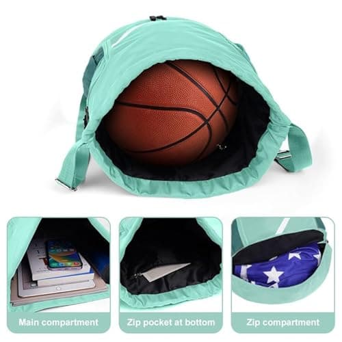 flintronic Drawstring Backpack, Waterproof Sports Backpack, Large Gym Bag With Shoe Compartment and Water Bottle Mesh Pockets, for Sports School Beach Holidays Swimming Travel — view 5