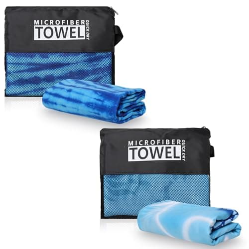 TMEOG Microfibre Beach Towels 2 Pack 180x80cm Extra Large Sand Free Beach Towel for Adults Compact Thin Travel Towel Women Men Lightweight Swim Pool Yoga Towel with Bag(Turtle and Tie-Dye) — view 2