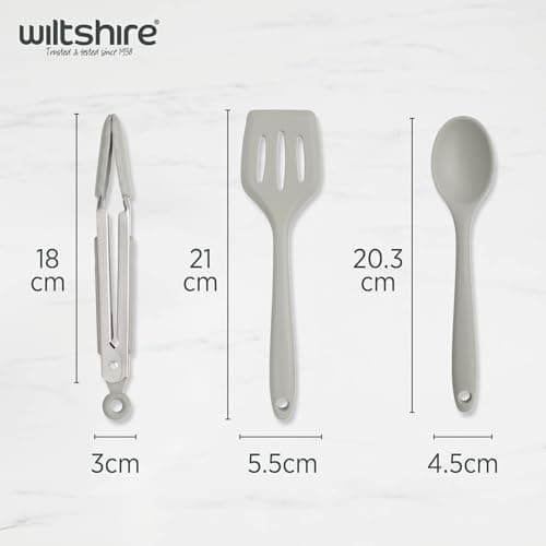Wiltshire Silicone Mini Kitchen Tongs, Serving Spoon & Turner Set of 3 Grey — view 3