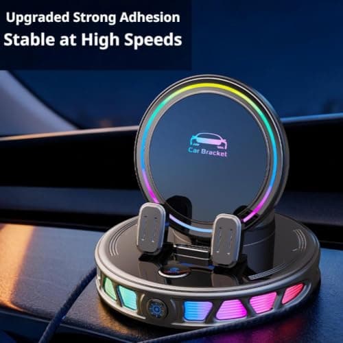 RGB Ambient Light Wireless Car Charger, 15W Auto-Clamping Wireless Charging Phone Holder with Vacuum Suction Cup, Fast Charging, 360° Rotating Car Mount Charger with 7-Color RGB Light — view 3