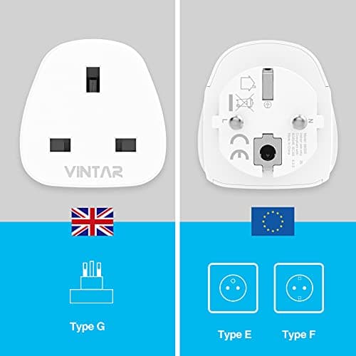 VINTAR UK to European Plug Adapter, 3 Pin to 2 Pin Travel Adaptor, 3 Pack — view 4