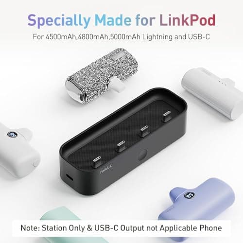 iWALK Portable Charger Station for 4500mAh, 4800mAh, 5000mAh Power Bank for iPhone Charging Station Multiple USB-C Family-sized Charger Station for Home(Station Only),Black — view 3