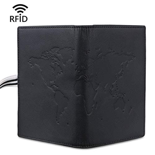 flintronic Passport Covers, Genuine Leather Passport Wallets, RFID Blocking Case Cover (Black) Passport and Card Holders for Men&Women Travel Accessory, Ticket, Cashes — view 2
