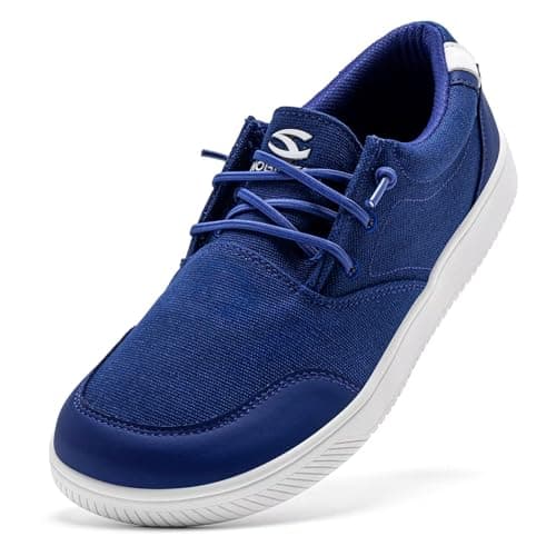 HOBIBEAR Wide Toe Loafers for Men Barefoot Slip On Shoes Unisex Outdoor Comfort Casual Walking Loafers(Blue,UK 4)