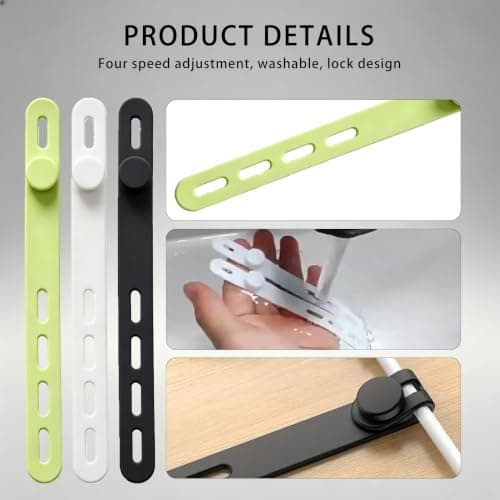 12 Pack Silicone Cable Ties, Reusable Adjustable Cable Straps, Black — view 4
