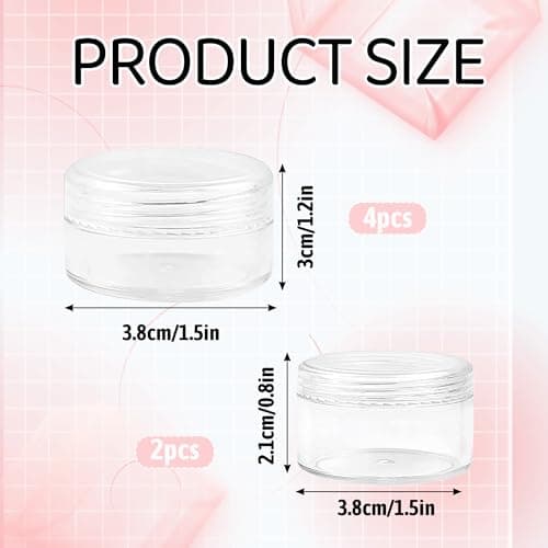 6PCS Leakproof Round Stackable Plastic Sample Pots - 10ml & 20ml Clear Round Pots for Cosmetics & Creams — view 2