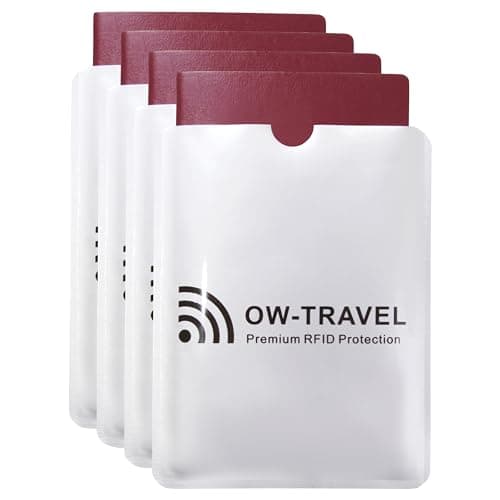 OW-Travel RFID Blocking Passport Protector Sleeves, TÜV Certified, 4 Pcs