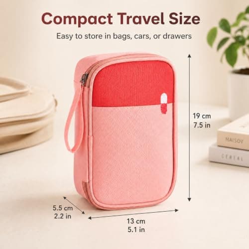 Myqiqi Waterproof First Aid Bag Medium - Empty Medical Kit for Travel, Camping, and Home Use with Built-in Compartments for Organized Medicine Storage (Pink) — view 6