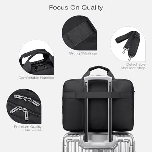 SPAHER 15,6 Inch Mens Laptop Bag Briefcase for Men Women Large Business Work Laptop Handbag Shoulder Office Bag for Mens Laptop Messenger Bag with Removable Shoulder Strap Black — view 5