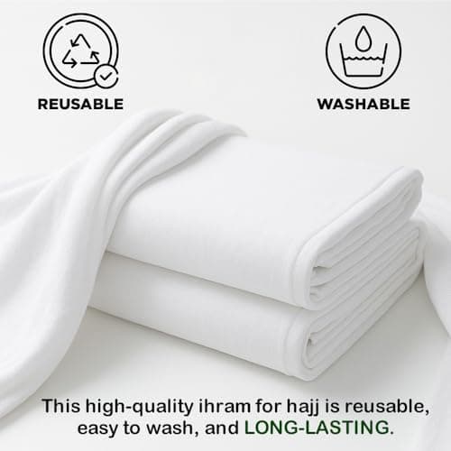 OBD 2 x Ihram for Men White Hajj Umrah Set with Belt Soft Towel Style Pilgrimage Clothing Lightweight Breathable Ihram Cloth for Men — view 4