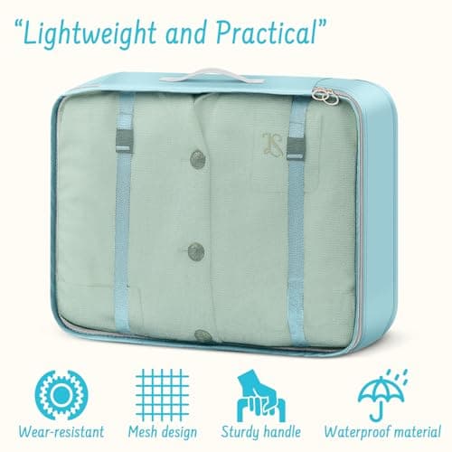 MOFELON 8PCS Packing Cubes for Suitcase, Travel Luggage Organisers for Backpack, Waterproof Suitcase Organiser Bags, Travel Essentials Accessories - sky blue — view 3