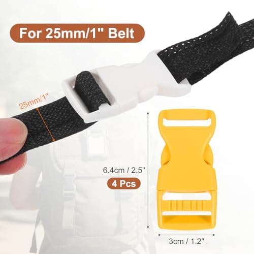 PATIKIL 4 Pcs 1" Quick Side Release Buckle Plastic Buckle Clip Yellow — view 2