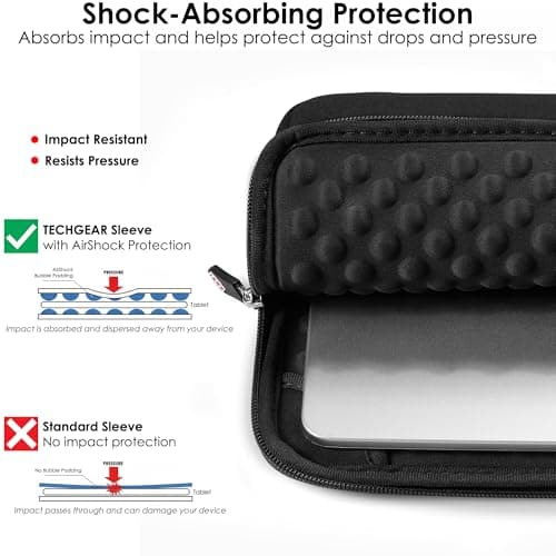 TECHGEAR Neoprene Zipped Sleeve Case Cover 11-13", Anti-Shock Lining fits iPad Pro 13 / Pro 12.9, Samsung Tab S10/S9/S8 Plus S9 FE+ 12.4", Book 12", Surface Pro 11/10/9/8/7, MacBook 13, 11" Laptops — view 3