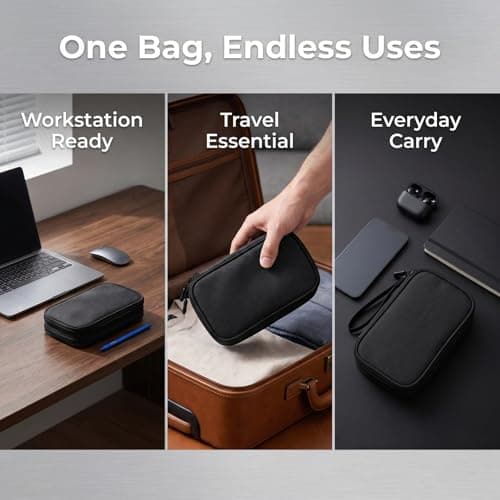 Solvio Travel Cable Organiser Bag, Double Layer Tech Pouch for Gadgets, Waterproof Electronics Accessories Storage Case, Holiday Essentials for Men Women, Portable Charger Bag for Trip, Black — view 4
