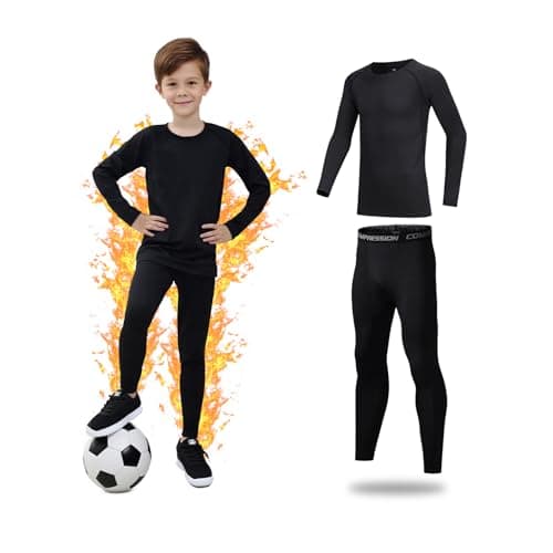 Base Layer Kids - Fleece Lined Skins for Boys Athletic Suit for 4~13 Age