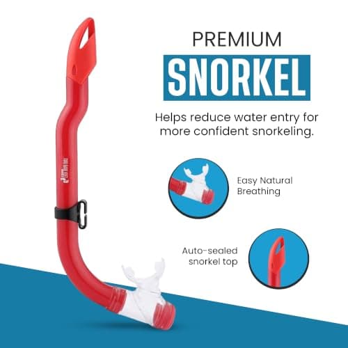 Two Bare Feet Snorkel and Mask PVC Diving Set – (Kids) Snorkeling Gear with Anti-Leak Design, Comfortable Fit, Clear Vision Lens, and Adjustable Straps for Diving, Swimming & Watersports (Red) — view 4