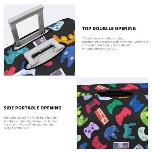 Richugui Interesting and Diverse Game Machines Luggage Cover Elastic Washable Stretch Suitcase Travel Suitcase Protector Anti-Scratch Cover for Kid and Adult,S (18-21 inch suitcase) — view 5