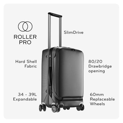 Peak Design Roller Pro Carry-On, Sage, Expandable Small Suitcase with Wheels, Carbon Fiber Handle, Drawbridge Opening, Hybrid Soft/Hard Shell, Custom Hardware, Fits XL Camera Cube or Packing Cubes — view 2