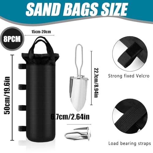 YUJUVI Gazebo Weights Sand Bags 8 Pack Gazebo & Tent Sandbag Weights Wind Sandbags Weights for Gazebo Legs Grade Heavy Duty Weights Bag Sandbags And shovel for Gazebo, Tent, Marquee, Carport — view 2