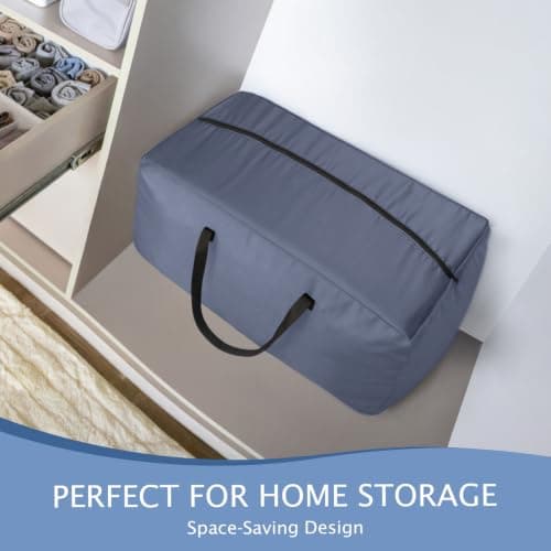 MOONNEST 4 Pack 85L Large Foldable Storage Bags with Zips & Reinforced Handles, Lightweight Clothes Storage Totes for Bedding, Duvets, Blankets, Student Rooms, Moving & Travel, Blue — view 5