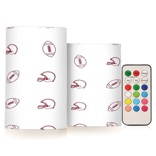 xigua Flameless Candles, Sporty Maroon Motif Flickering LED Candles,2 Pack Battery Operated Candle with 18-Key Remote or Wedding, Table, Halloween, Christmas Decor