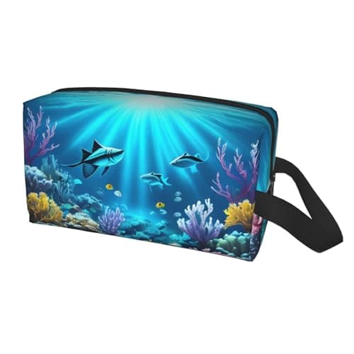 GaJher Large Travel Cosmetic Bag â€“ Reusable Submarine Coral Rays Print Toiletry Dopp Kit, Portable Organizer for Makeup, Daily Essentials, White, One Size — view 2