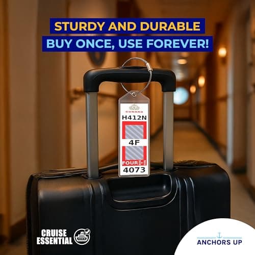 Cunard Cruise Luggage Tag Holders [4 Pack] – Waterproof, Durable Plastic with Steel Loops – Fits All Cunard Ships for Cruising in 2026, 2027 and 2028 – Cruise Essentials by Anchors Up — view 6