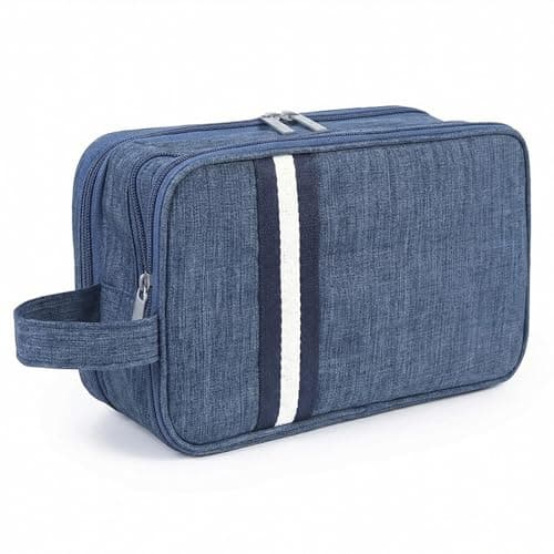Premium Travel Wash Bag for Men & Women, Wet & Dry Separation Toiletry Bag, Water-Resistant Bathroom Organiser Double Zipper Shaving Bag with Carry Handle - Navy Blue
