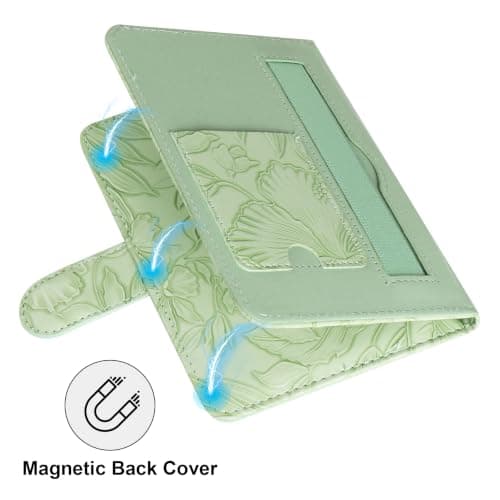 HoYiXi Universal Case for 6-inch Kindle eReader Compatible with Kobo/Voyaga/Pocketbook/Tolino E-book reader,6'' eReader Protective Cover with Built-in Card Slot,Green leaves — view 5