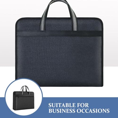 COHEALI File Tote Bag Black Canvas Zip Folder for Business Office Use — view 3