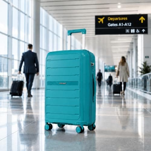 Fly Kite Luggage 20 Inch Cabin Suitcase 100% Polypropylene Hard Shell with Aluminium Trolley Handle, Real TSA Secure Lock 3 Digit 360° Smooth Wheels|Turquoise — view 2