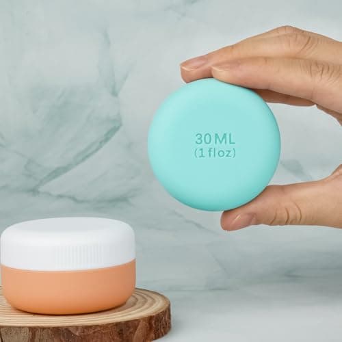 HOTUT Travel Containers for Toiletries, 4 Pcs Silicone Cream Jars with Clear Bag and Spatulas Tool, 30ml BPA Free Leak-proof Travel Essentials Accessories with Lid for Cosmetic Face Body Hand Cream — view 5