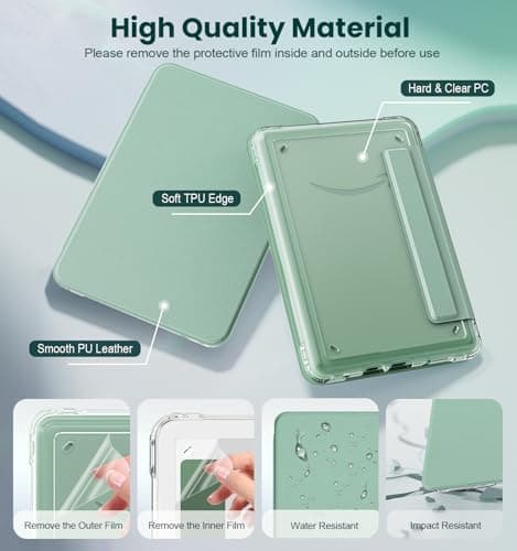 MoKo Detachable Magnetic Case for 6" Kindle 11th 2024/2022, Matcha — view 6