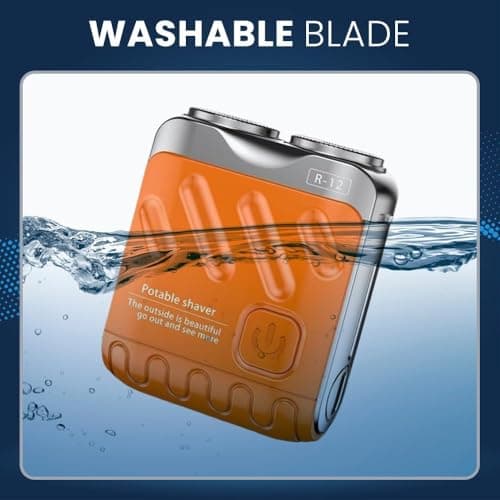 Ackygetrich Mini Electric Shaver for Men, Portable Travel Razor with Luggage Design, Rechargeable Cordless Beard Shaver, Waterproof Foil Shaver for Face Hair Grooming (Orange) — view 6