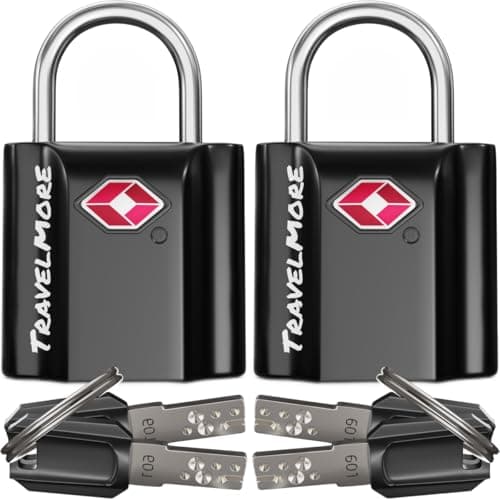 TravelMore Suitcase Padlocks with Keys, TSA Approved Travel Luggage Locks
