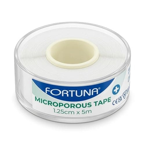 Fortuna Microporous Tape 1.25cm x 5m, White Hypoallergenic Surgical Adhesive Dressing Tape, Breathable Non Woven Medical First Aid Tape for Securing Dressings, Bandages, Gauze & Devices
