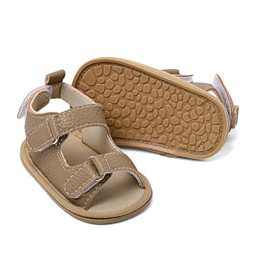 LACOFIA Baby Boys Summer Sandals First Walking Shoes Khaki 6-12 Months — view 5