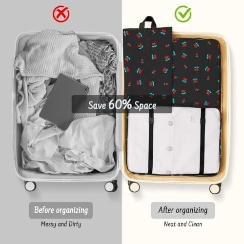 10PCS Packing Cubes for Suitcases, Travel Organiser Packing Bags for Clothes Shoes Toiletries Travel Luggage Organizers Storage Bags (black chreey) — view 6