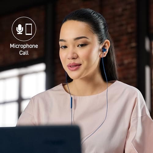 Panasonic RP-TCM225DEA USB-C Earphones, In-Ear Earbuds, Wired Headphones with Built-in Mic & Remote, Powerful Bass, Customisable Fit, 1.2m Cable, Blue — view 2