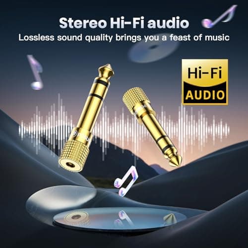 POSUGEAR Headphone Adapter (5 Pack), 3.5mm Female to 6.35mm Male Audio Jack, Gold Plated Stereo Plug Adaptor for Digital Devices — view 3