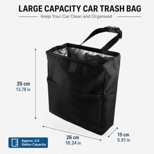 Kdkoeo Car Bins for Front of Car, Car Bin with Hook and Loop Lid and Handle — view 2