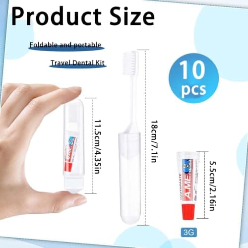 10-Pack,Travel Toothbrush Set,Foldable Mini for Toothbrush Travel, Soft — view 2