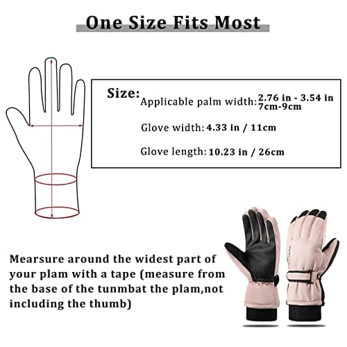 Andiker Ski Gloves Women Windproof Winter Warm Thermal Touchscreen Bike Cycling Gloves Snow Sports Snowboard Riding (pink) — view 5