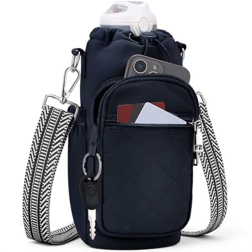 SYTRAH Water Bottle Carrier Bag with Strap, Insulated Corssbody Purse Blue