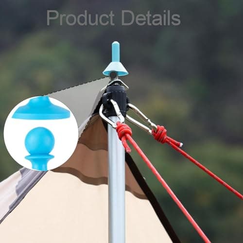 Pegciuho 4Pcs Professional Heavy Duty Lightweight Rubber Tent Pole Protectors for Hiking Backpacking Outdoor Activities, Blue — view 2