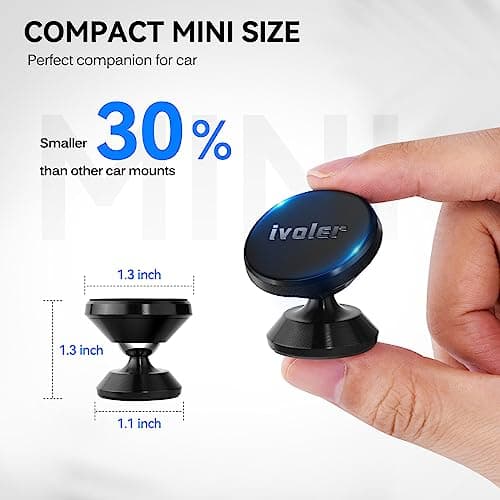 ivoler [2-Pack Magnetic Car Phone Holder – Ultra-Compact Mount with Strong N52 Magnets, 360° Rotation, Hands-Free Cradle for iPhone, Samsung, Pixel & More (Metal Plate Required) – Black — view 3