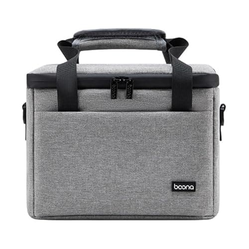 AsrMyjcx Projector Bag Hard Carrying Case Sturdy Portable Double Zipper with Handle Travel Carrying Case Home Theater Video Projector, Grey — view 4