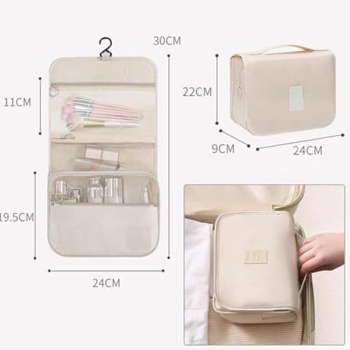 Travel Hanging Toiletry Bag Wash Bag, YYGOJOY Foldable Wash Bag Makeup Cosmetic Bags, Portable Waterproof Organizer Bags for Men Women Girls (Dark Blue) — view 5